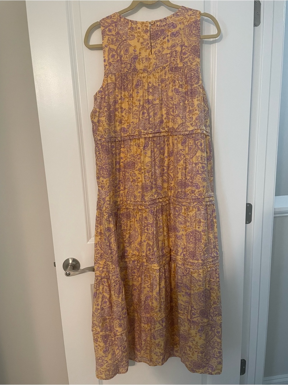 NWT J. Jill Sleeveless Tiered Floral Paisley Peach and Lilac Purple Dress Sz M - Picture 4 of 6